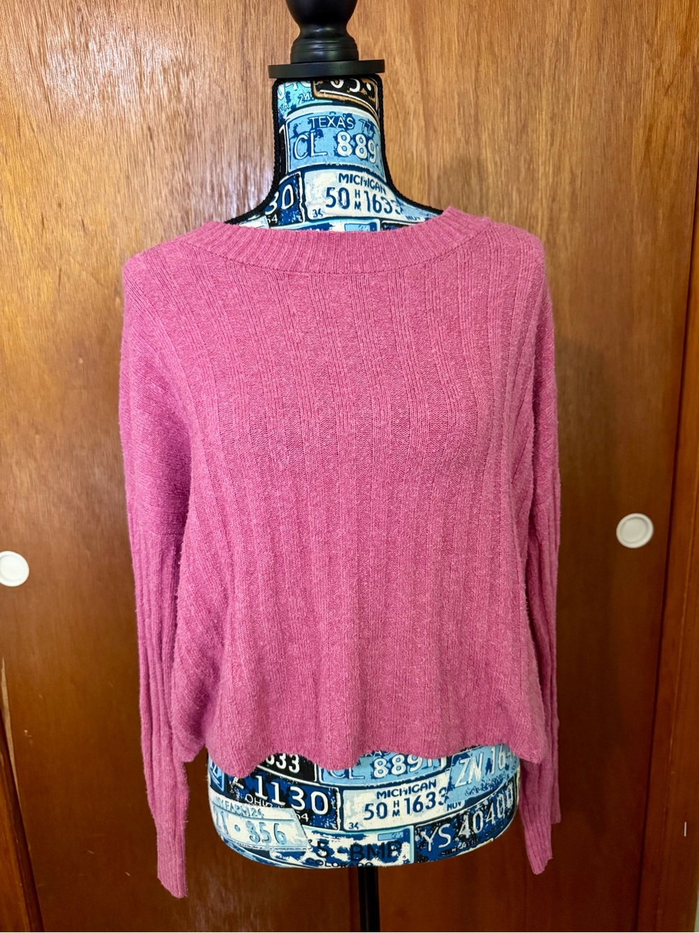 American Eagle Outfitters Pink Ribbed Sweater